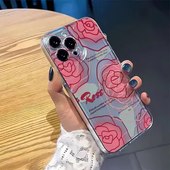 Aranyos rózsavirág puha telefontok iPhone 15 Pro Max 14 Plus 11 12 13 készülékhez Kamera védi ütésálló TPU fedél iPhone xr xs x