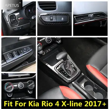 Autós kiegészítők AC szellőzőnyílások / Vízcsésze / Fogaskerék panel / Fényszóró lámpa burkolat Kia Rio 4 X-line 2017 - 2020 szénszálhoz