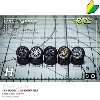 Chezhidao 1/64 ABS keréktárcsák gumival H típusú gumiabroncs módosított alkatrészek átmérője 10mm modellautóhoz Versenyjármű játék Hotwheels Tomica