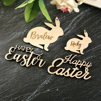 Egyéni húsvéti nyuszi alakú név, húsvéti dekoráció, húsvéti hely beállítása, boldog húsvéti fa jel, nyúl alakja, ajtó dekoráció
