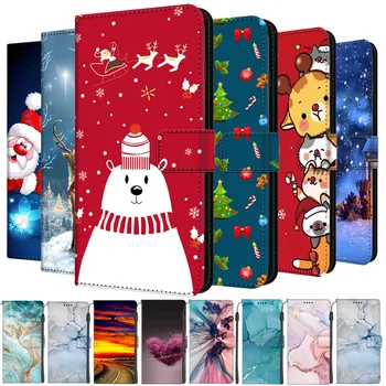  karácsonyi márvány bőrtok Samsung Galaxy S10 S8 S6 Edge Plus S10E S 10 5G telefon pénztárca flip fedél kártyatartó állvány táskákhoz