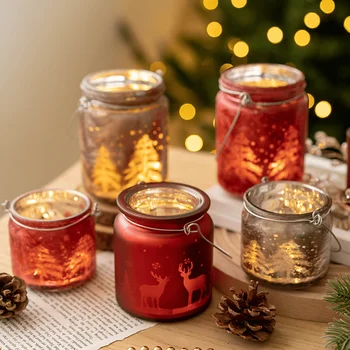 Karácsonyi szarvasüveg gyertyatartó Gyertyatartó Csésze hálószoba Nappali Lakberendezés Dísz Családi ajándék party Otthoni kellékek