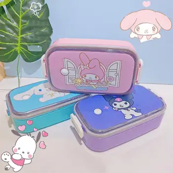 Kawaii Hello Kitty egyrétegű uzsonnás doboz Sanrio Anime Kuromi My Melody Anti-Scald külön szigetelt uzsonnás doboz Aranyos édes ajándék