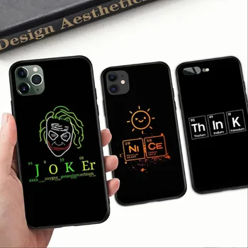 Kémiai elemek Okostelefon-tok iPhone 14-hez 13 12 11 XS X 8 7 6 Plus Mini Pro Max SE 2022 fekete puha telefontok Funda
