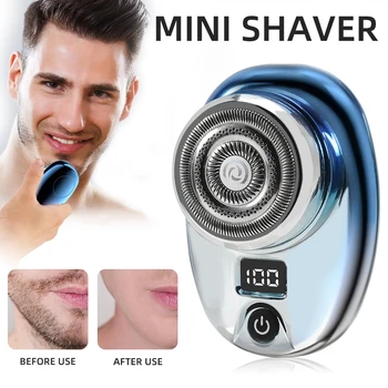 Mini elektromos borotva férfiaknak Zsebméret Mosható újratölthető hordozható vezeték nélküli trimmer Kés arc szakáll borotva Hajvágó