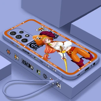 One Piece Nami Cartoon Art folyékony bal kötél Samsung A53 A52 S A33 A32 A51 A71 A21S A13 A73 A50 A72 A23 A12 5G telefontok