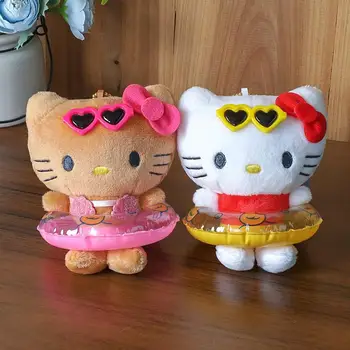 Sanrio Hello Kitty Rajzfilm Anime figura Kulcstartó medál Úszókör Plüss baba játékok Kulcstartó autó medál Valentin-napi ajándék