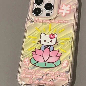 Sanrio rajzfilm Aranyos rózsaszín lótusz Hello Kitty Xsmax Anti Drop mobiltelefon héj 14Plus tok 13Pro Soft All Inclusive Iphone12