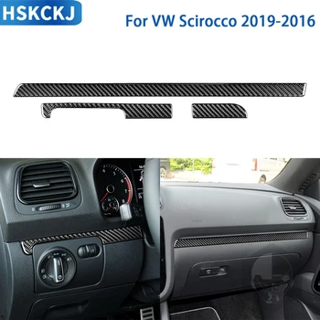 VW Scirocco 2009-2016 tartozékokhoz Szénszálas autó belső műszerfal Dekoratív szalag díszítő matrica dekoráció